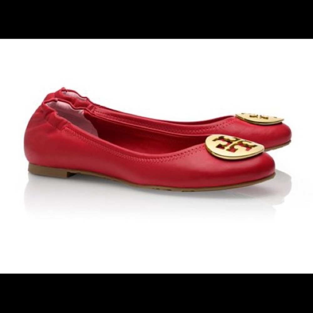 Tory Burch Reva Ballet Flats Red EUC Size 11